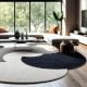 Handcrafted Round Monochrome Abstract Living Room Rug